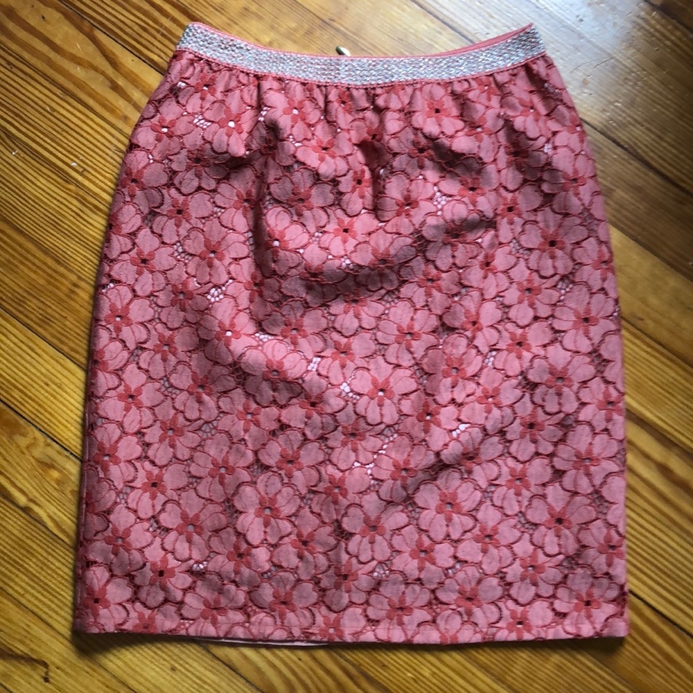 Floral Lace Skirt by Any Sis. Coral Pink. Size 2